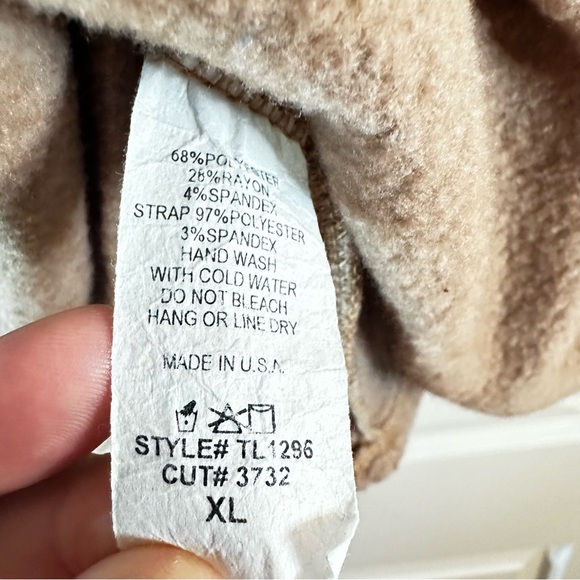 Bombom Brown Peplum Hoodie Tunic Top XL Made in USA - Picture 6 of 11